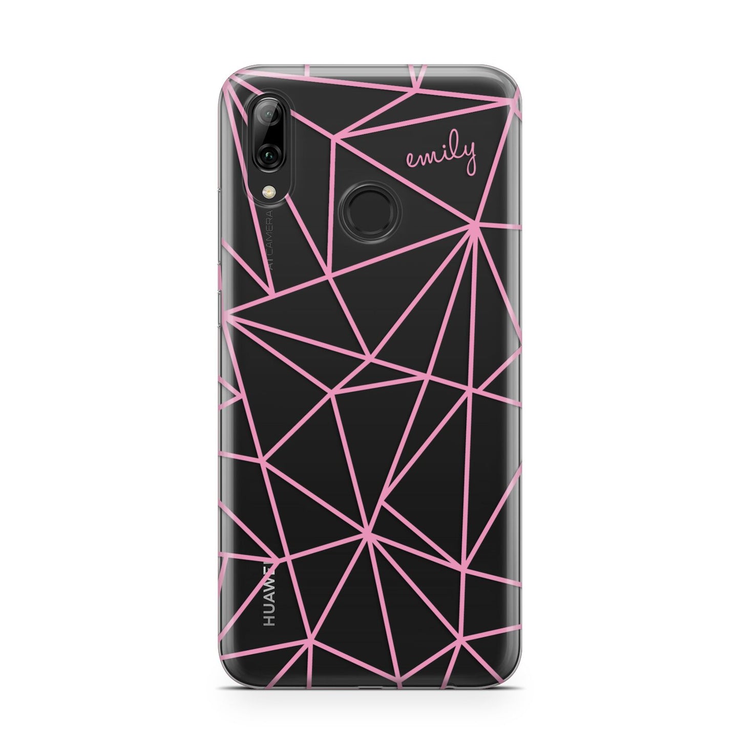Personalised Clear Outlines Name Pink Huawei Y7 2019