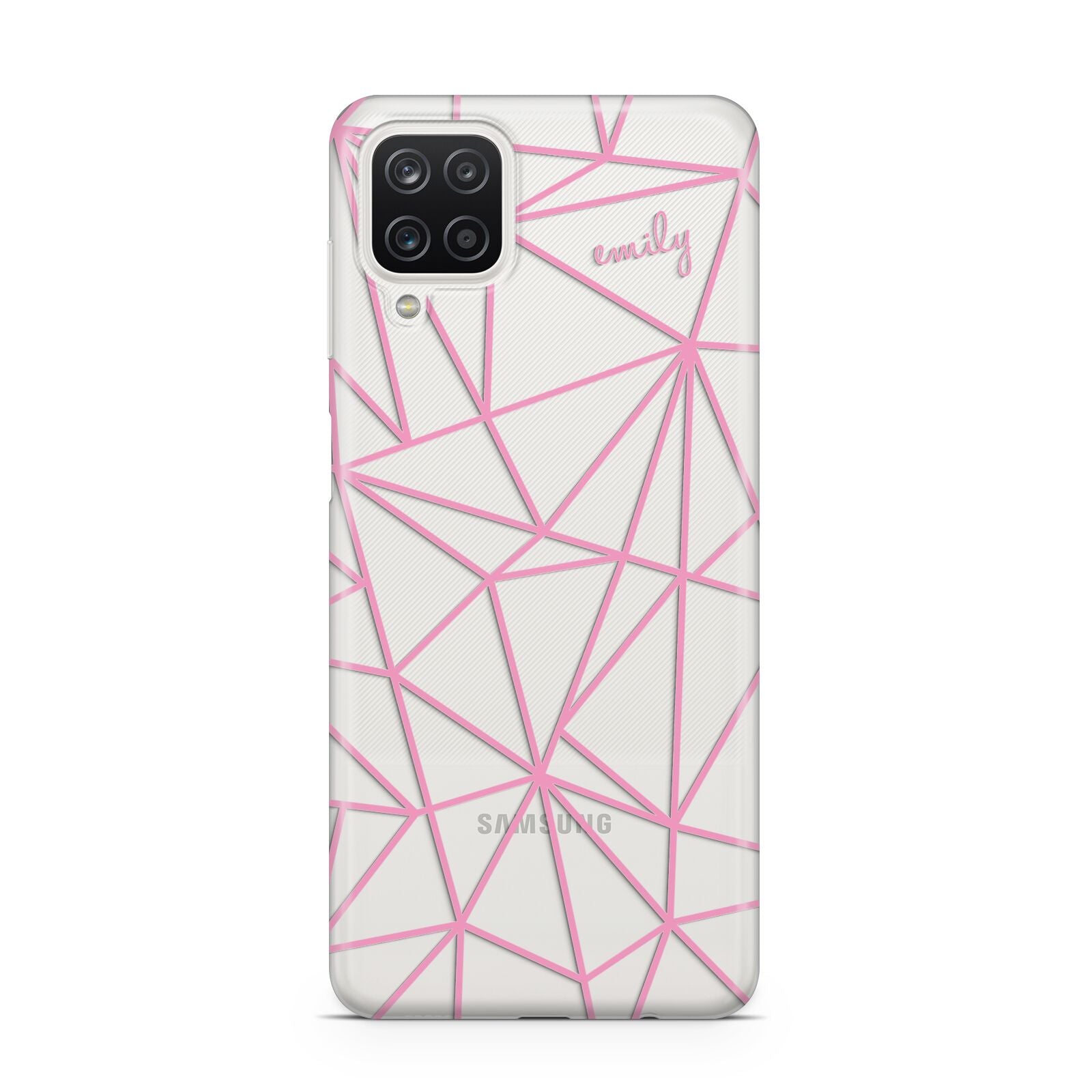 Personalised Clear Outlines Name Pink Samsung A12 Case