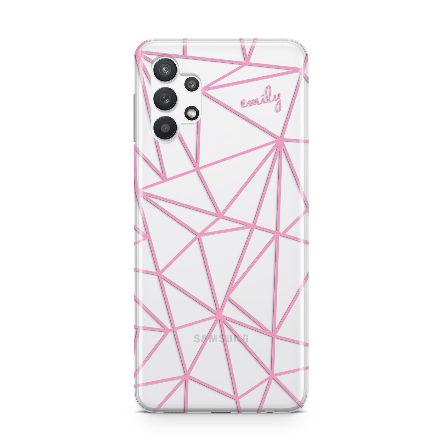 Personalised Clear Outlines Name Pink Samsung A32 5G Case