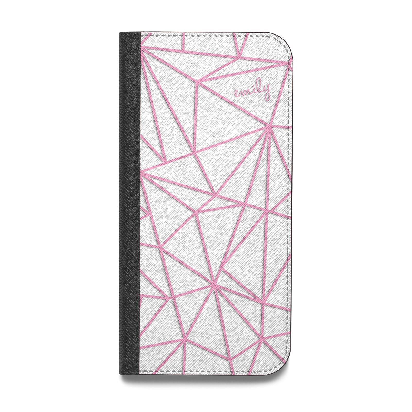 Personalised Clear Outlines Name Pink Vegan Leather Flip Samsung Case