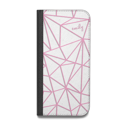 Personalised Clear Outlines Name Pink Vegan Leather Flip Samsung Case