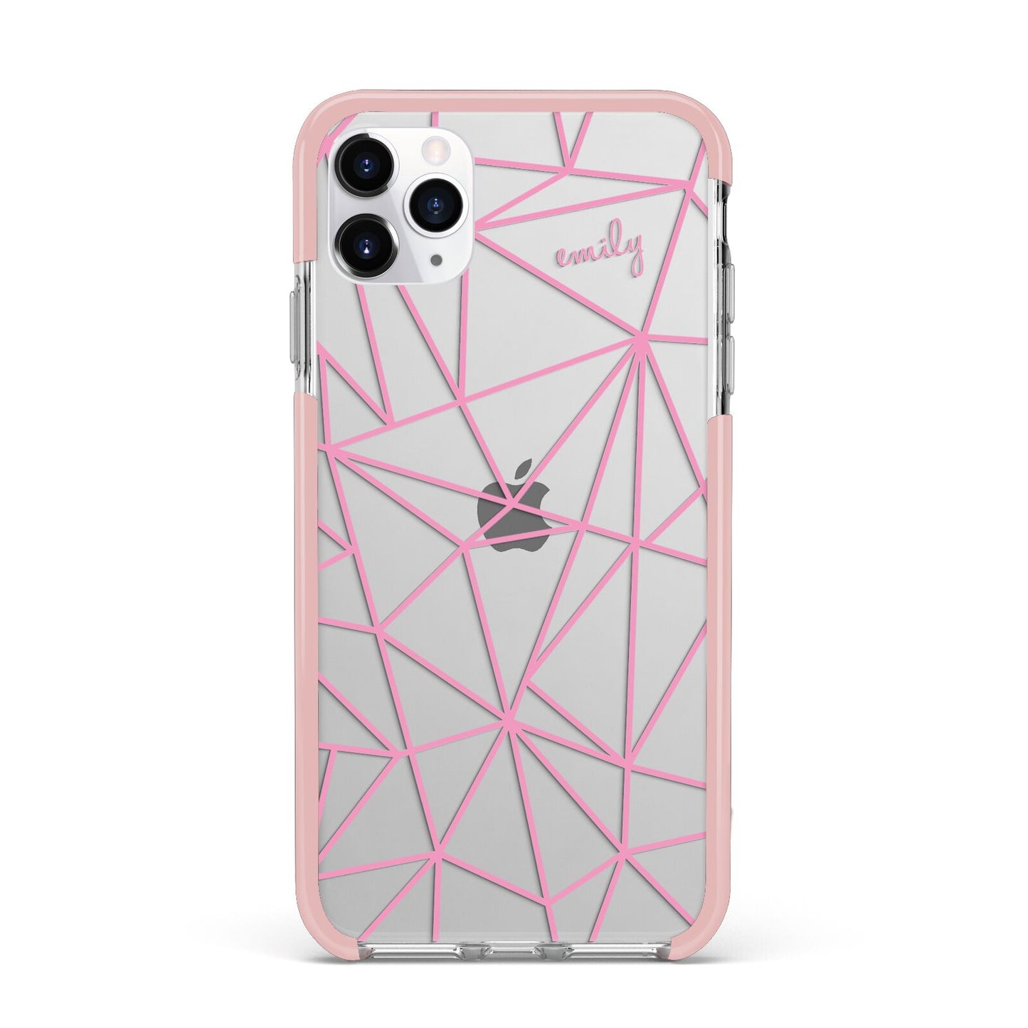 Personalised Clear Outlines Name Pink iPhone 11 Pro Max Impact Pink Edge Case