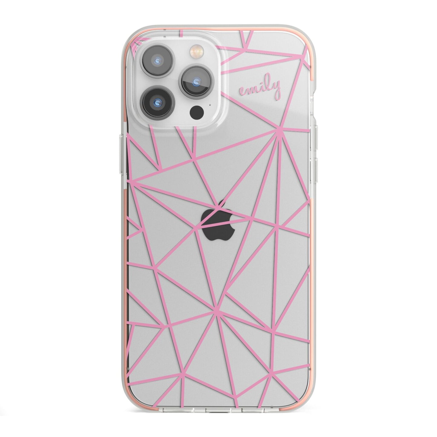 Personalised Clear Outlines Name Pink iPhone 13 Pro Max TPU Impact Case with Pink Edges