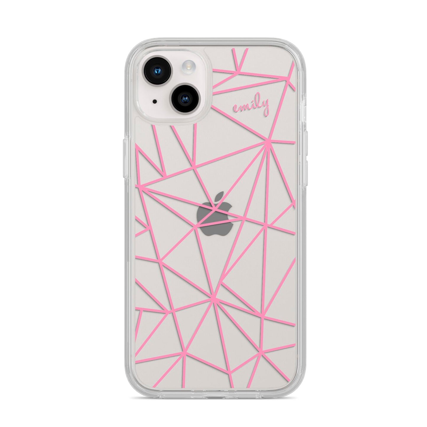 Personalised Clear Outlines Name Pink iPhone 14 Plus Clear Tough Case Starlight