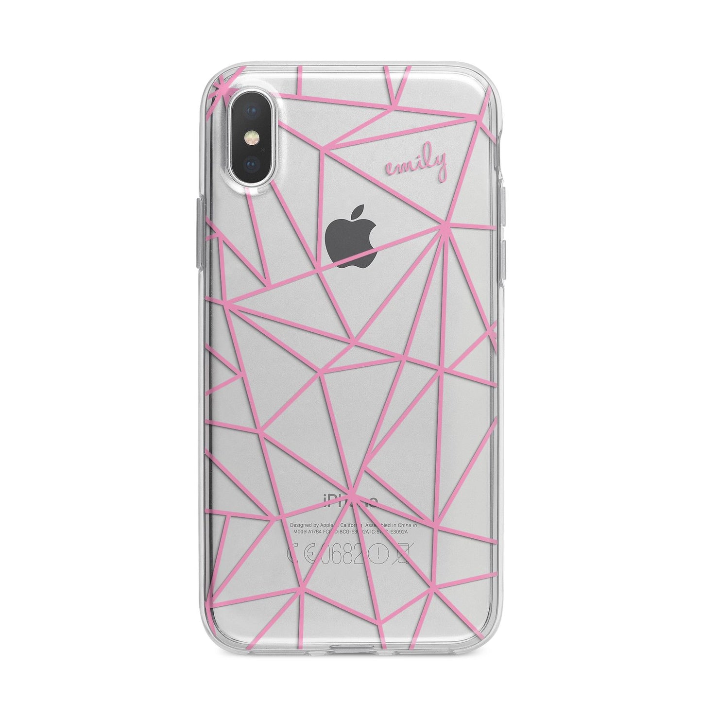 Personalised Clear Outlines Name Pink iPhone X Bumper Case on Silver iPhone Alternative Image 1