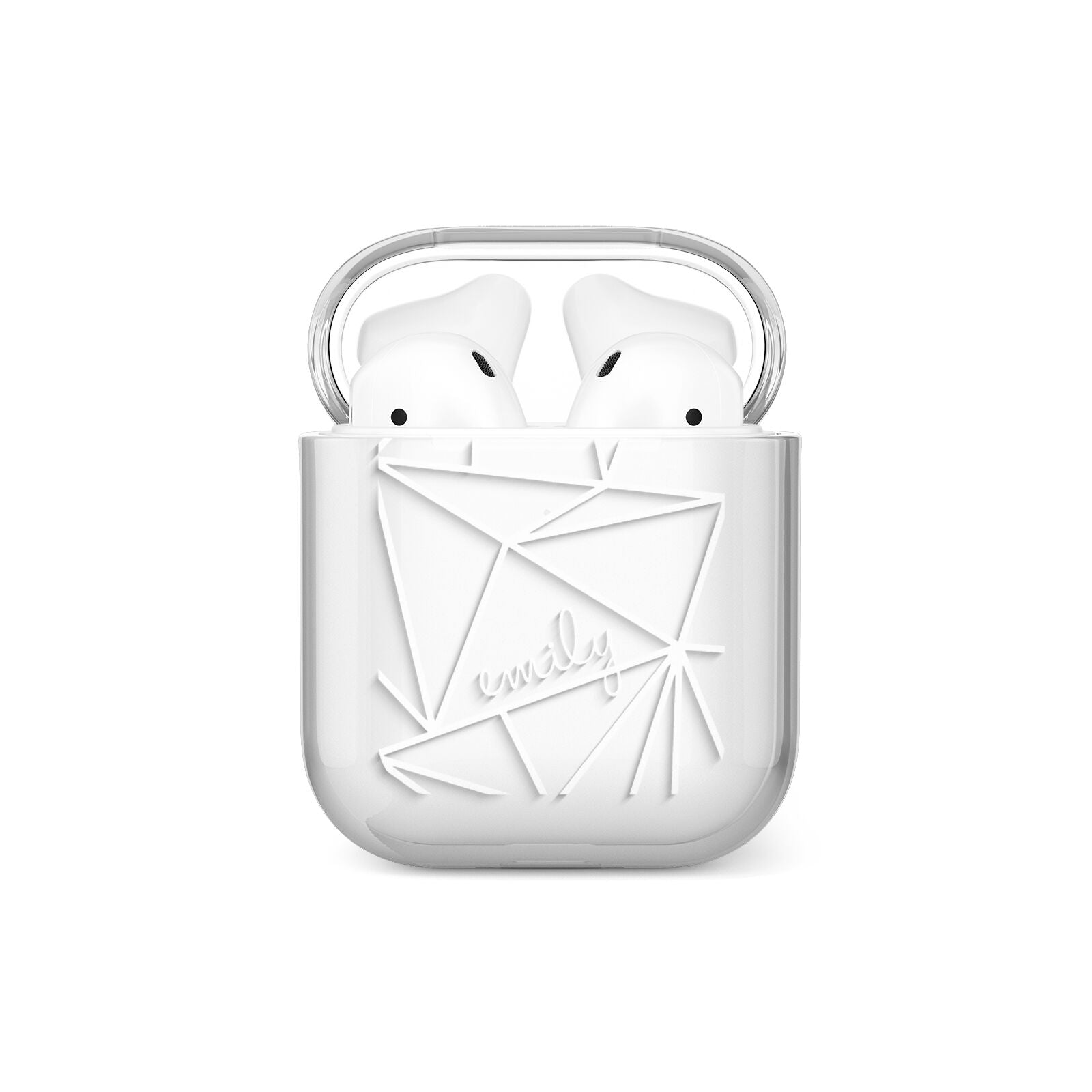 Personalised Clear Outlines Name White AirPods Case