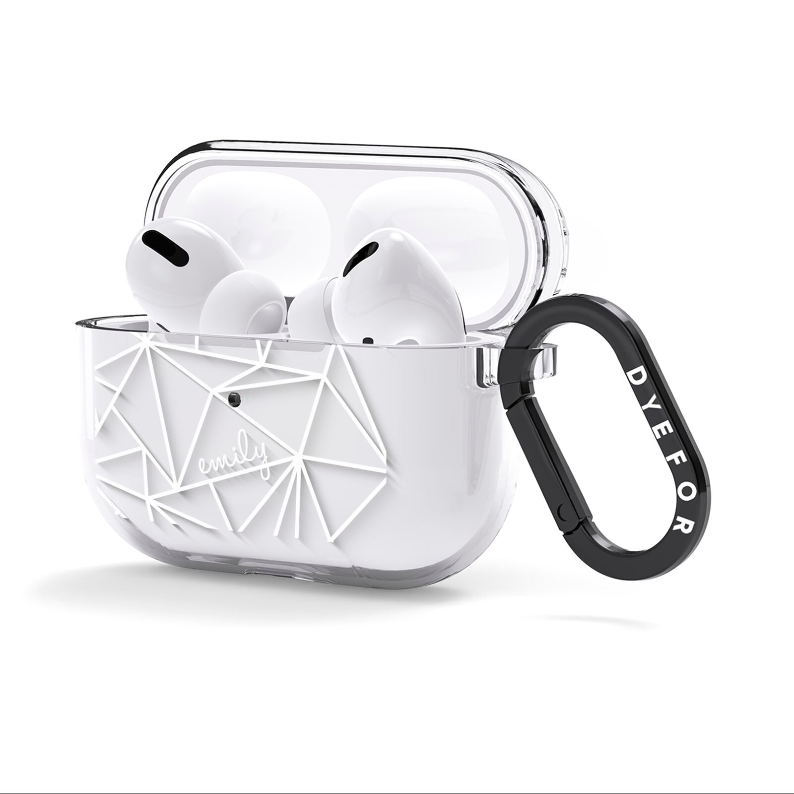Personalised Clear Outlines Name White AirPods Clear Case 3rd Gen Side Image
