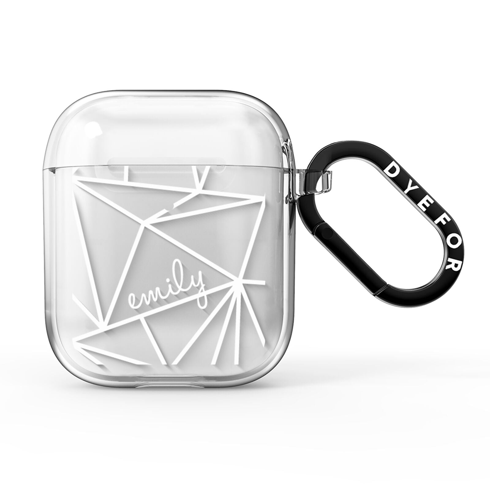 Personalised Clear Outlines Name White AirPods Clear Case