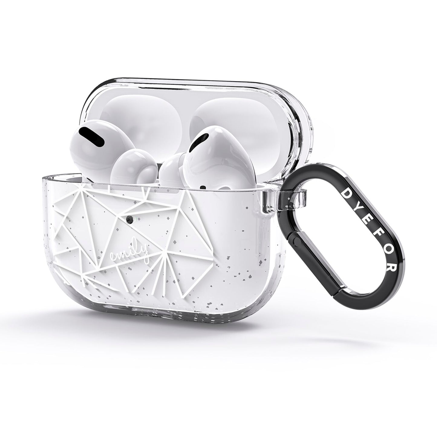 Personalised Clear Outlines Name White AirPods Glitter Case 3rd Gen Side Image
