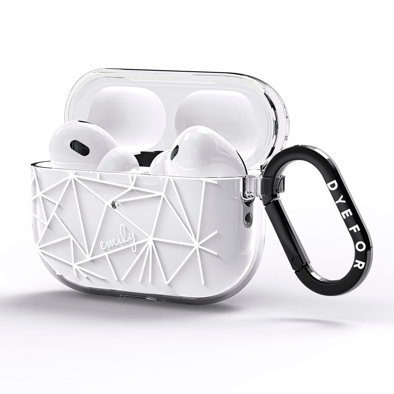 Personalised Clear Outlines Name White AirPods Pro Clear Case Side Image