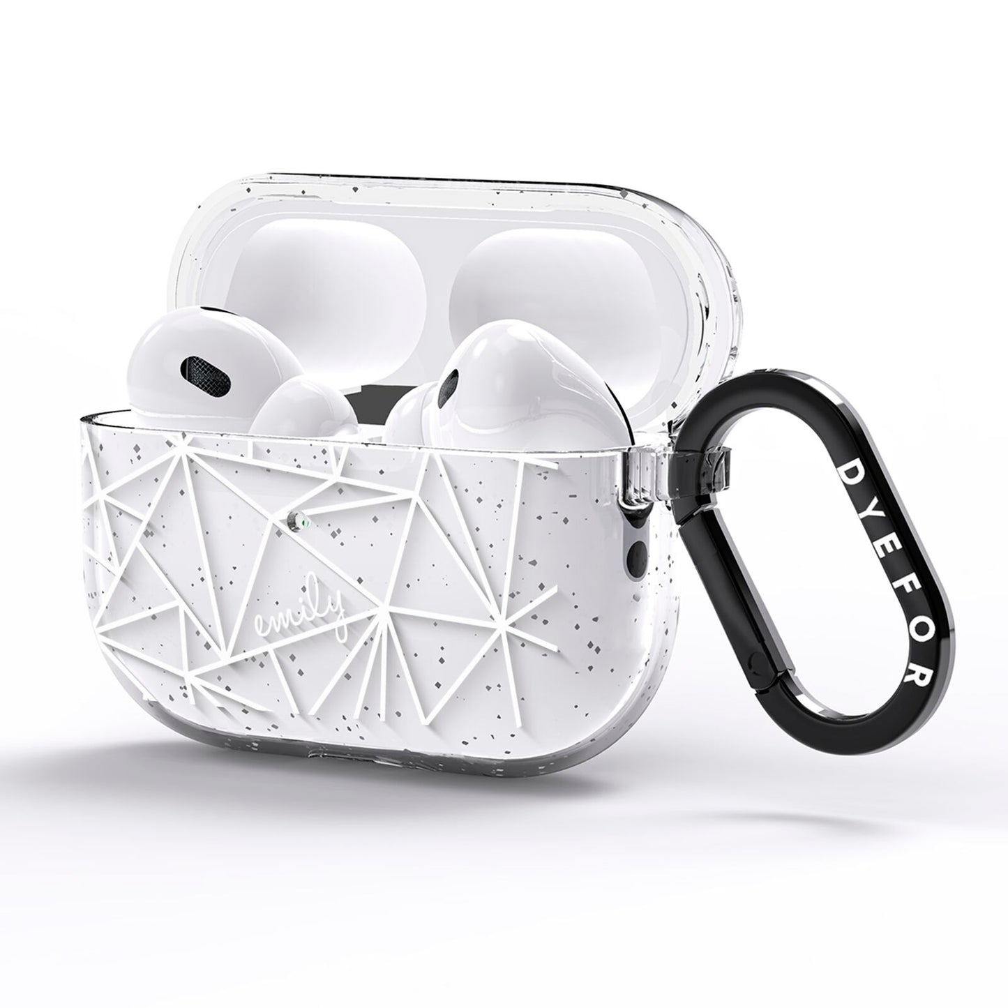 Personalised Clear Outlines Name White AirPods Pro Glitter Case Side Image