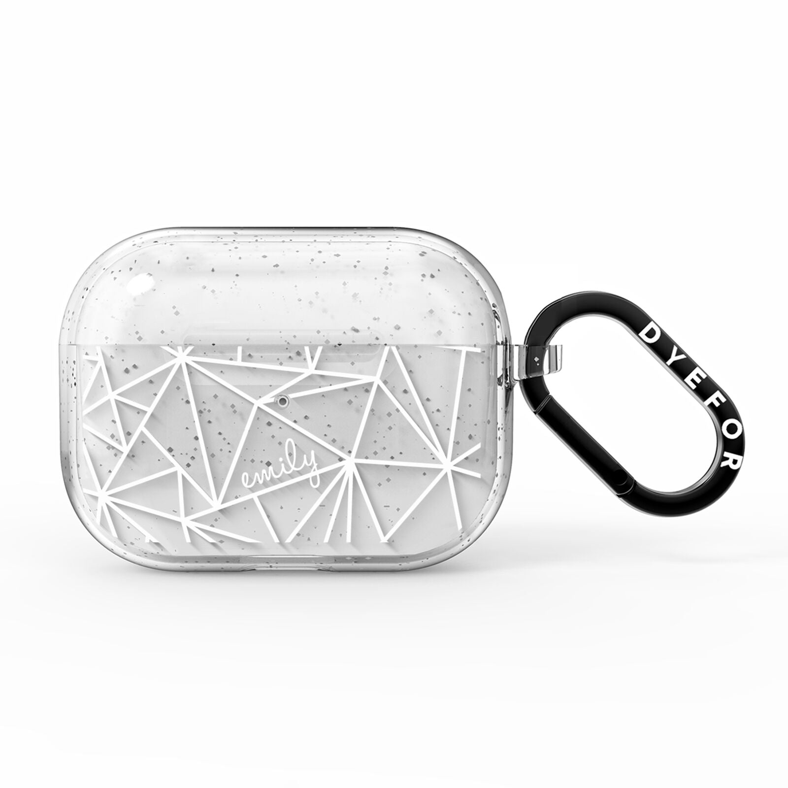 Personalised Clear Outlines Name White AirPods Pro Glitter Case