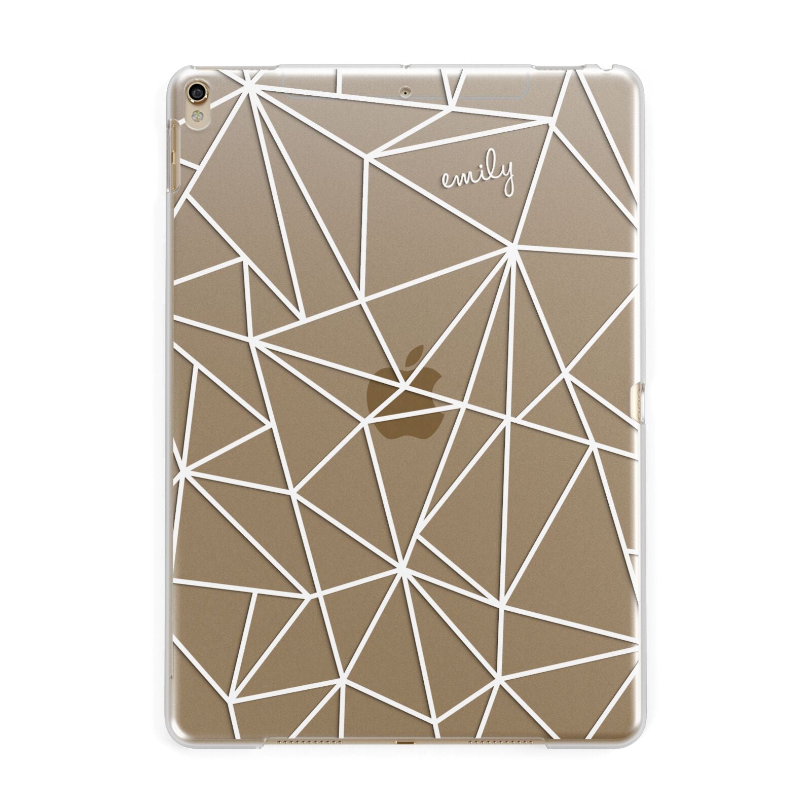 Personalised Clear Outlines Name White Apple iPad Gold Case