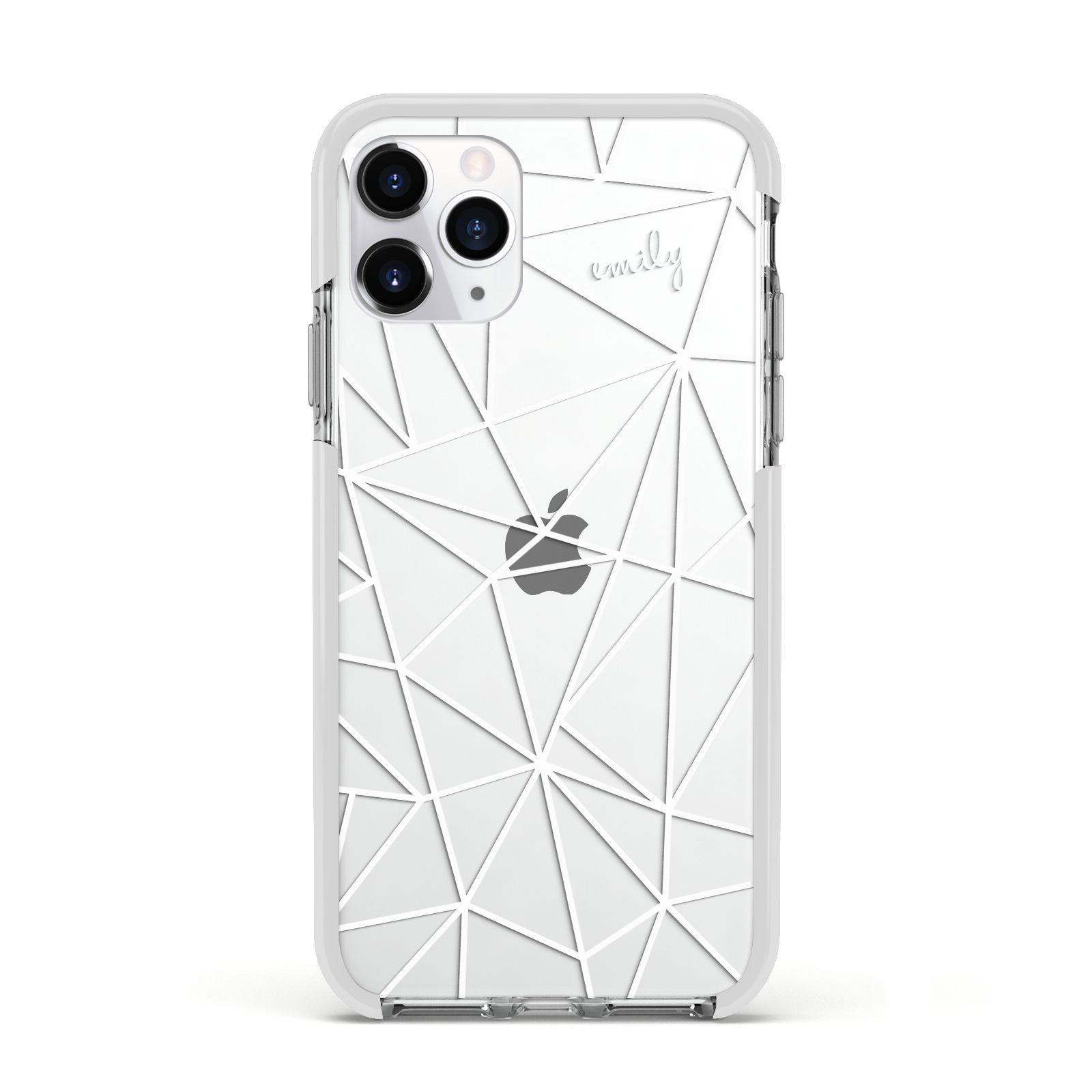 Personalised Clear Outlines Name White Apple iPhone 11 Pro in Silver with White Impact Case