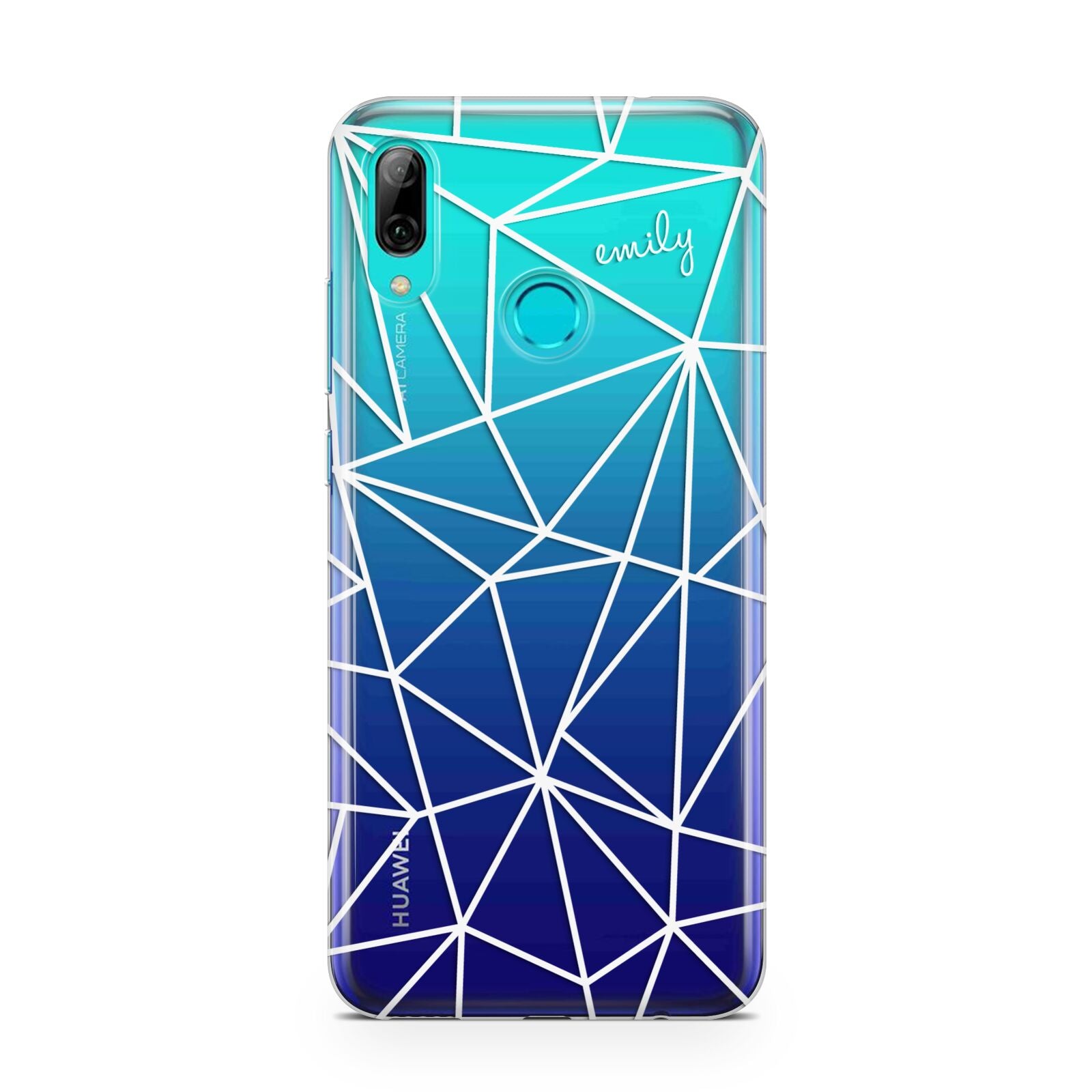 Personalised Clear Outlines Name White Huawei P Smart 2019 Case
