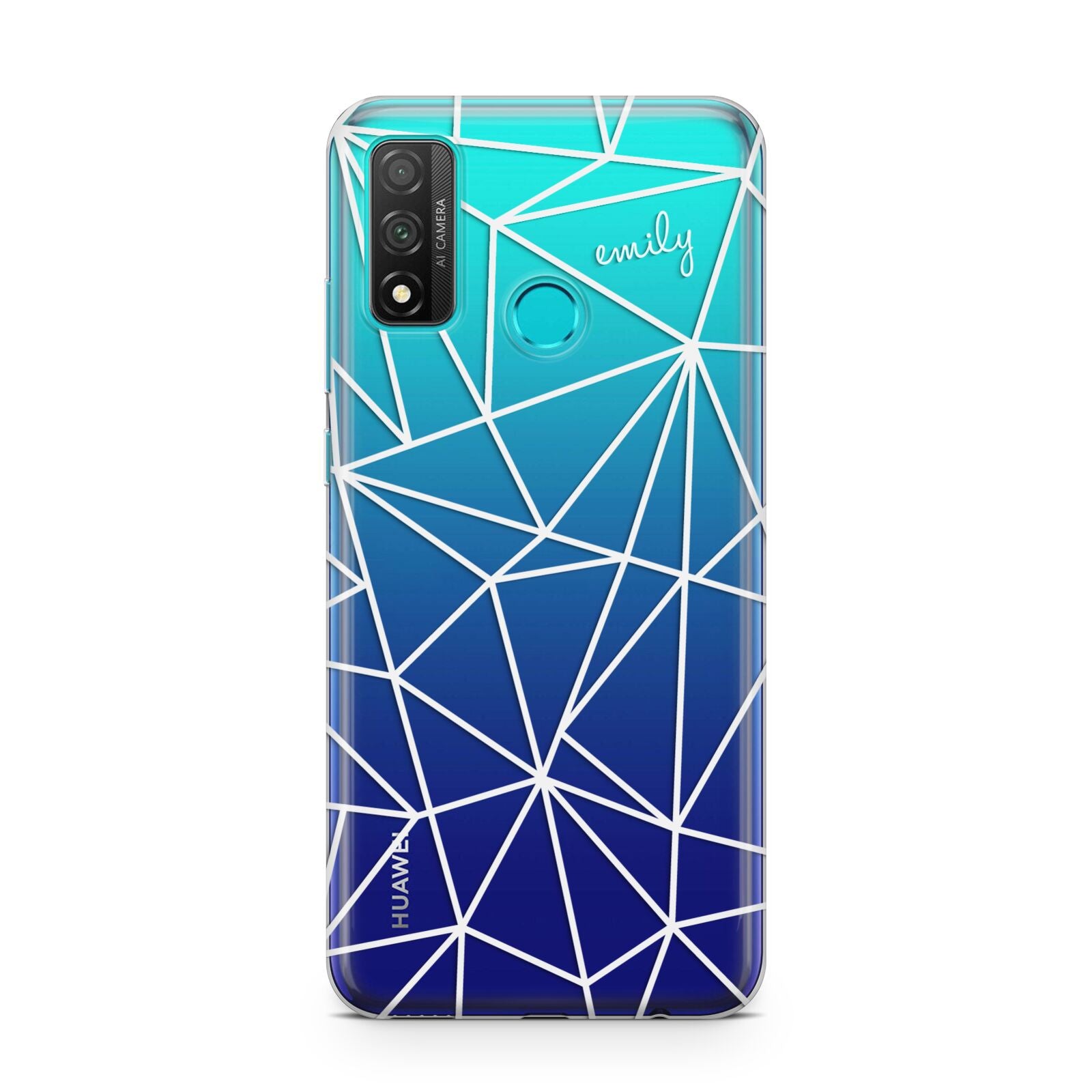 Personalised Clear Outlines Name White Huawei P Smart 2020