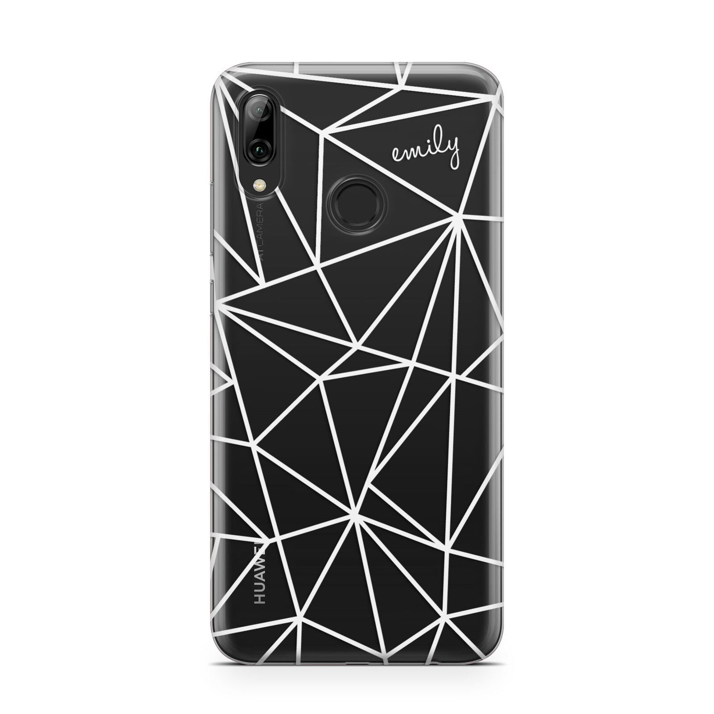 Personalised Clear Outlines Name White Huawei Y7 2019