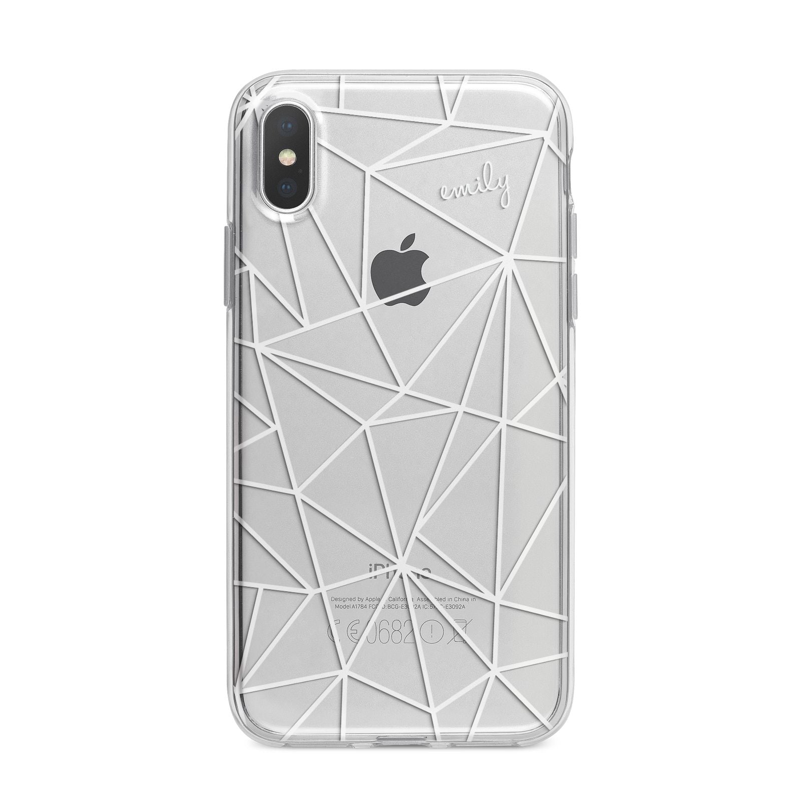 Personalised Clear Outlines Name White iPhone X Bumper Case on Silver iPhone Alternative Image 1