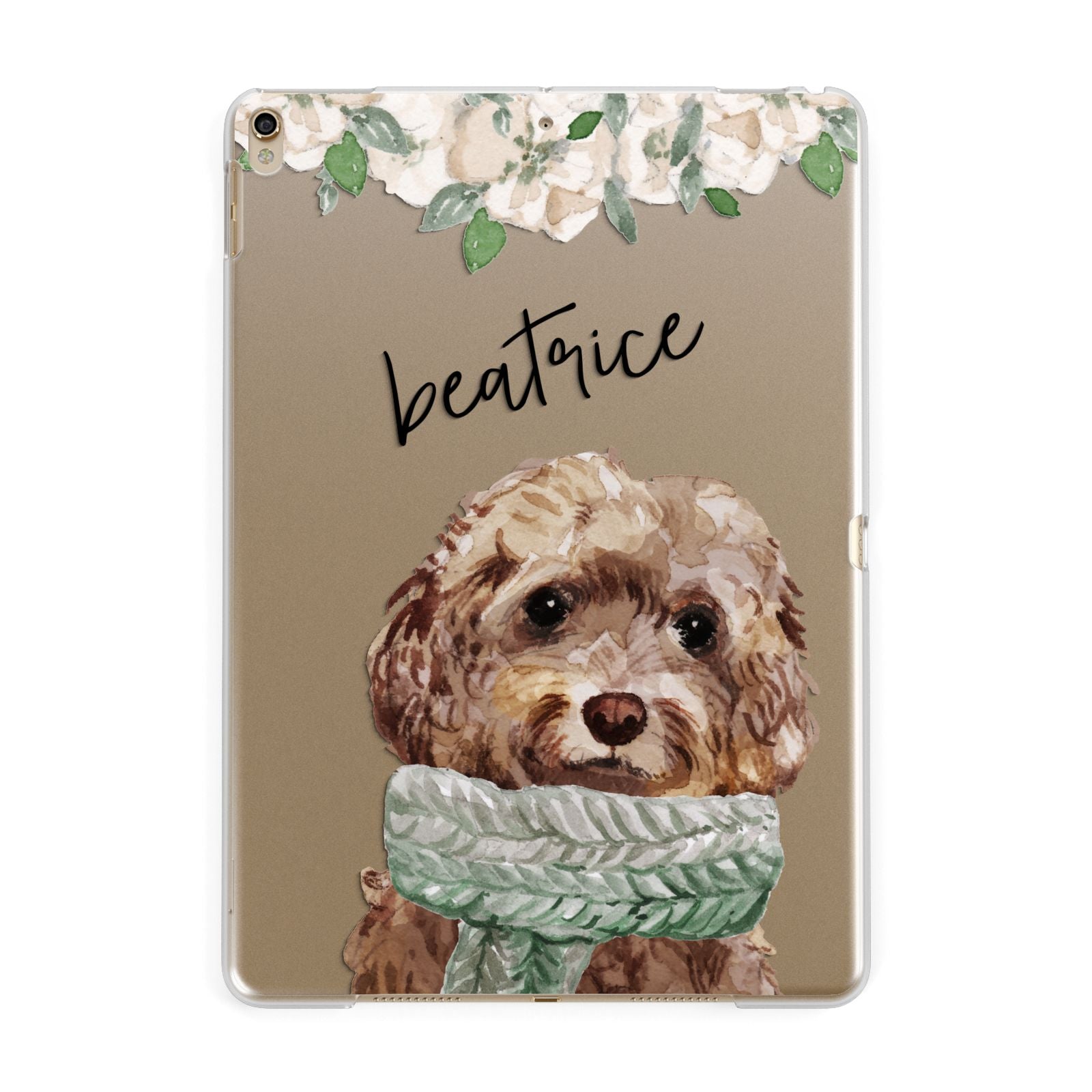 Personalised Cockapoo Dog Apple iPad Gold Case