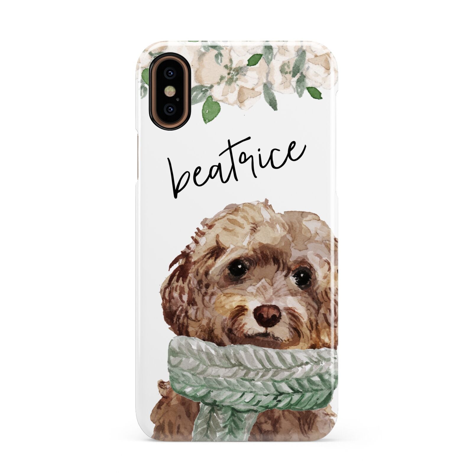 Personalised Cockapoo Dog Apple iPhone XS 3D Snap Case