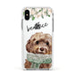 Personalised Cockapoo Dog Apple iPhone Xs Impact Case White Edge on Silver Phone