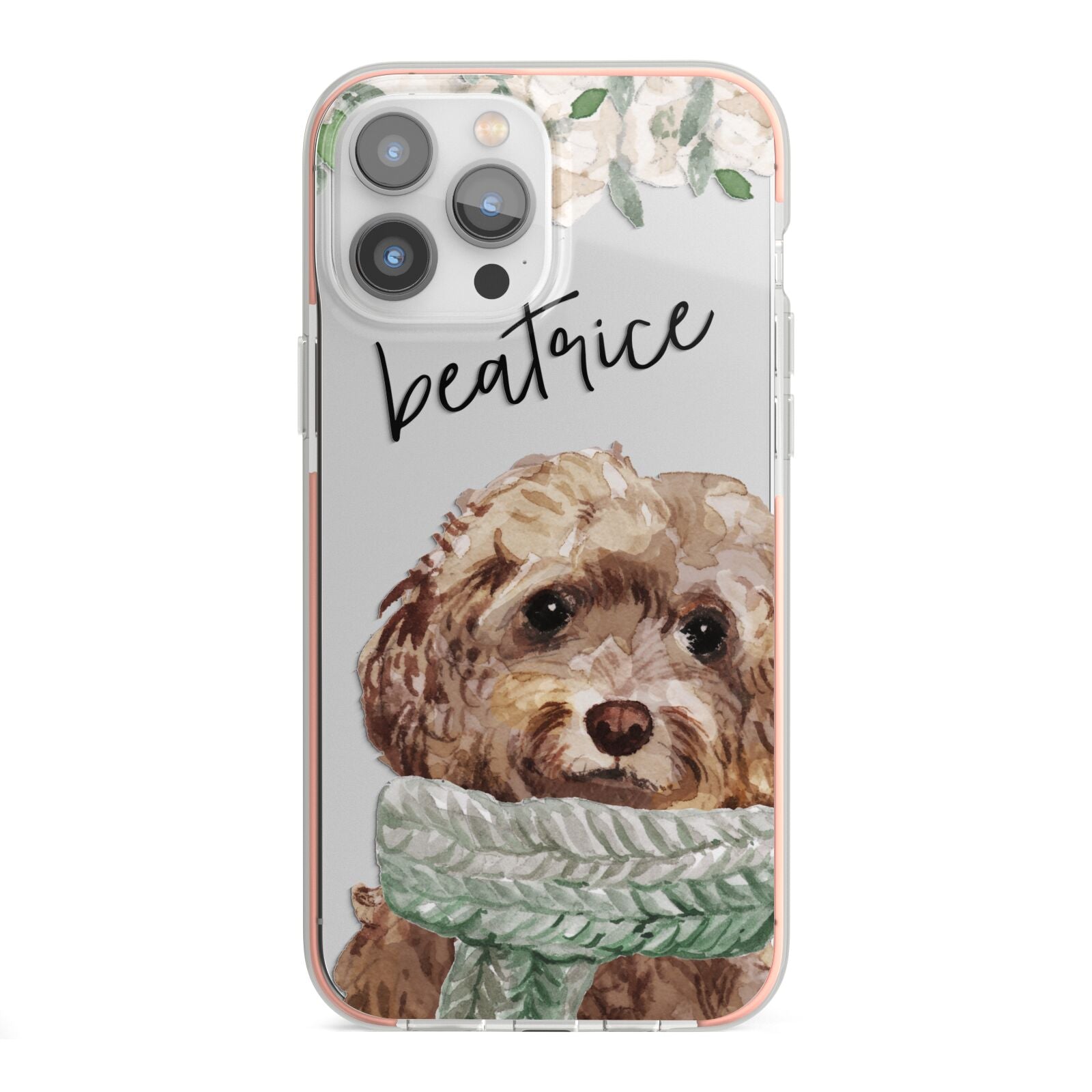 Personalised Cockapoo Dog iPhone 13 Pro Max TPU Impact Case with Pink Edges