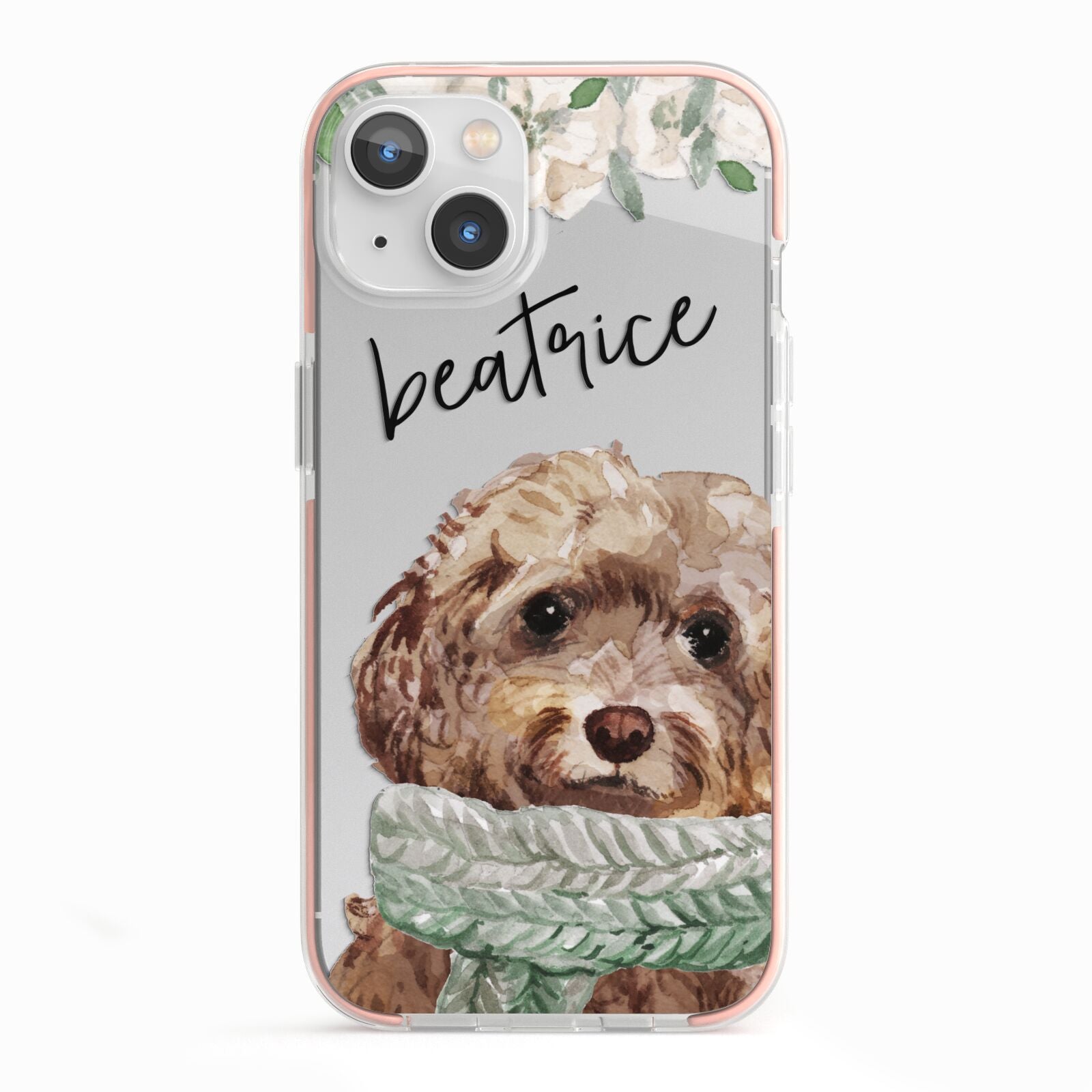 Personalised Cockapoo Dog iPhone 13 TPU Impact Case with Pink Edges