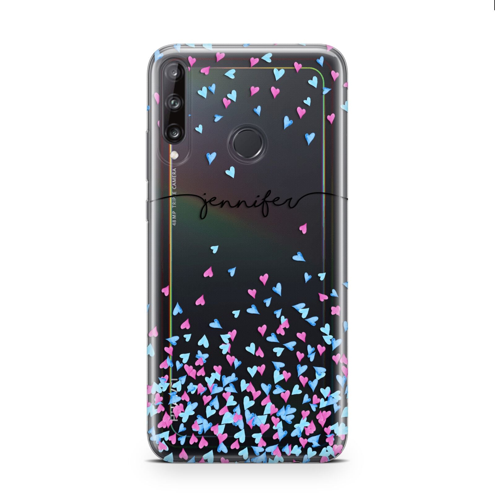 Personalised Confetti Hearts Huawei P40 Lite E Phone Case