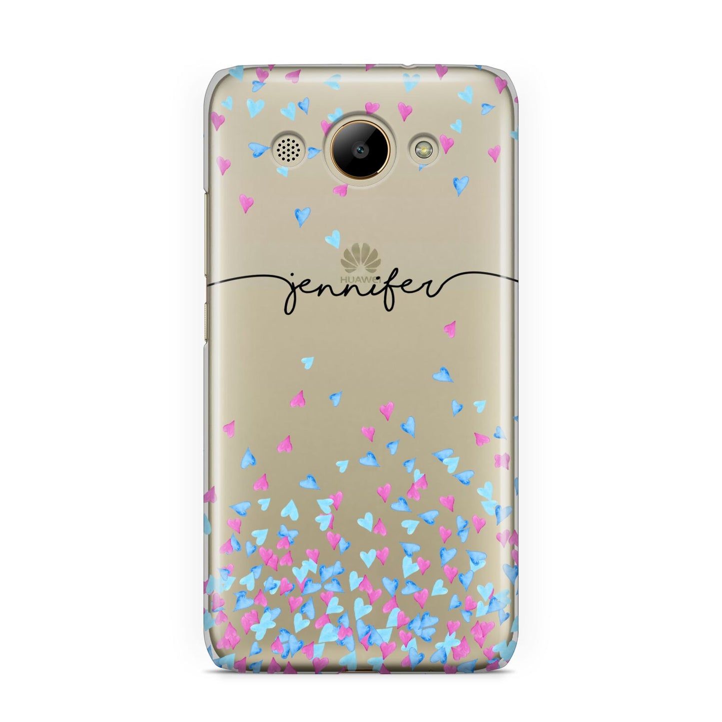 Personalised Confetti Hearts Huawei Y3 2017