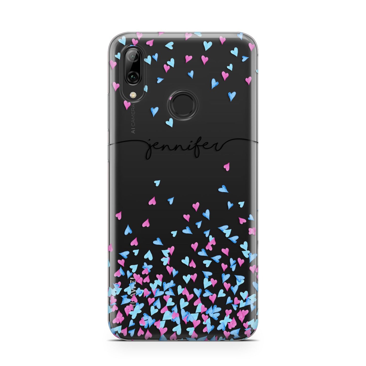 Personalised Confetti Hearts Huawei Y7 2019