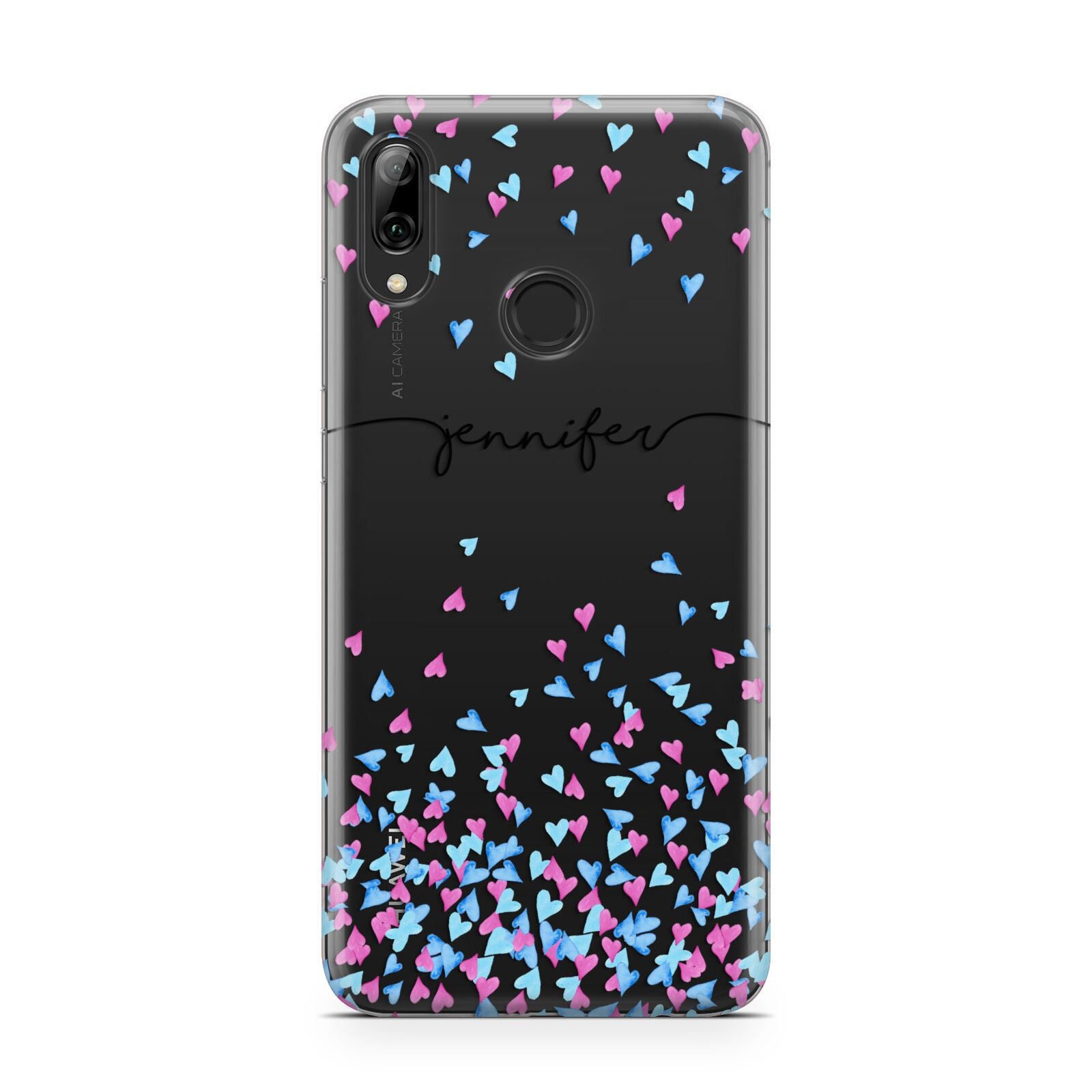 Personalised Confetti Hearts Huawei Y7 2019