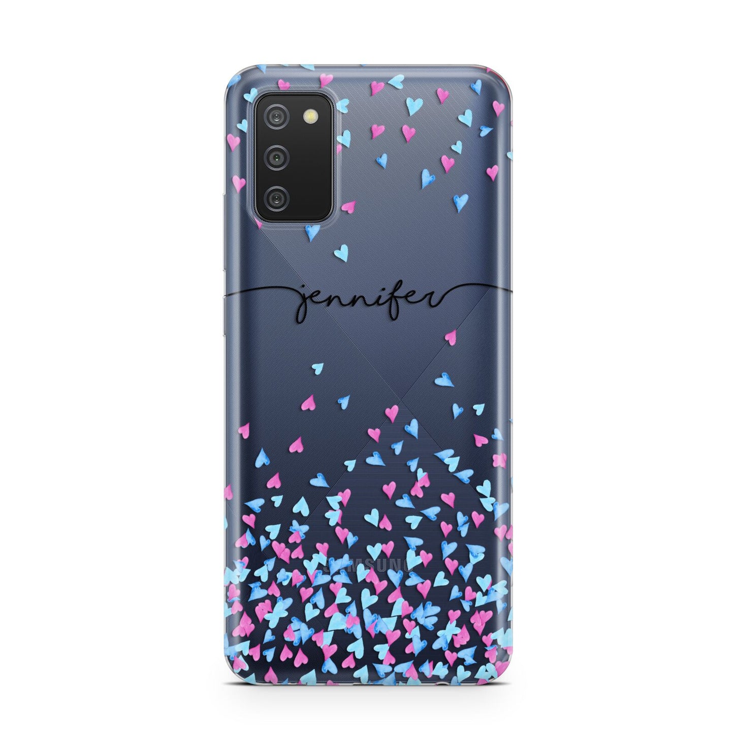 Personalised Confetti Hearts Samsung A02s Case