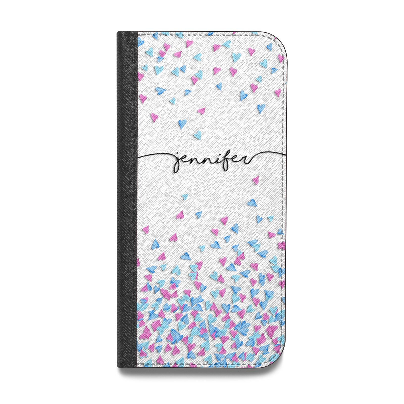 Personalised Confetti Hearts Vegan Leather Flip Samsung Case