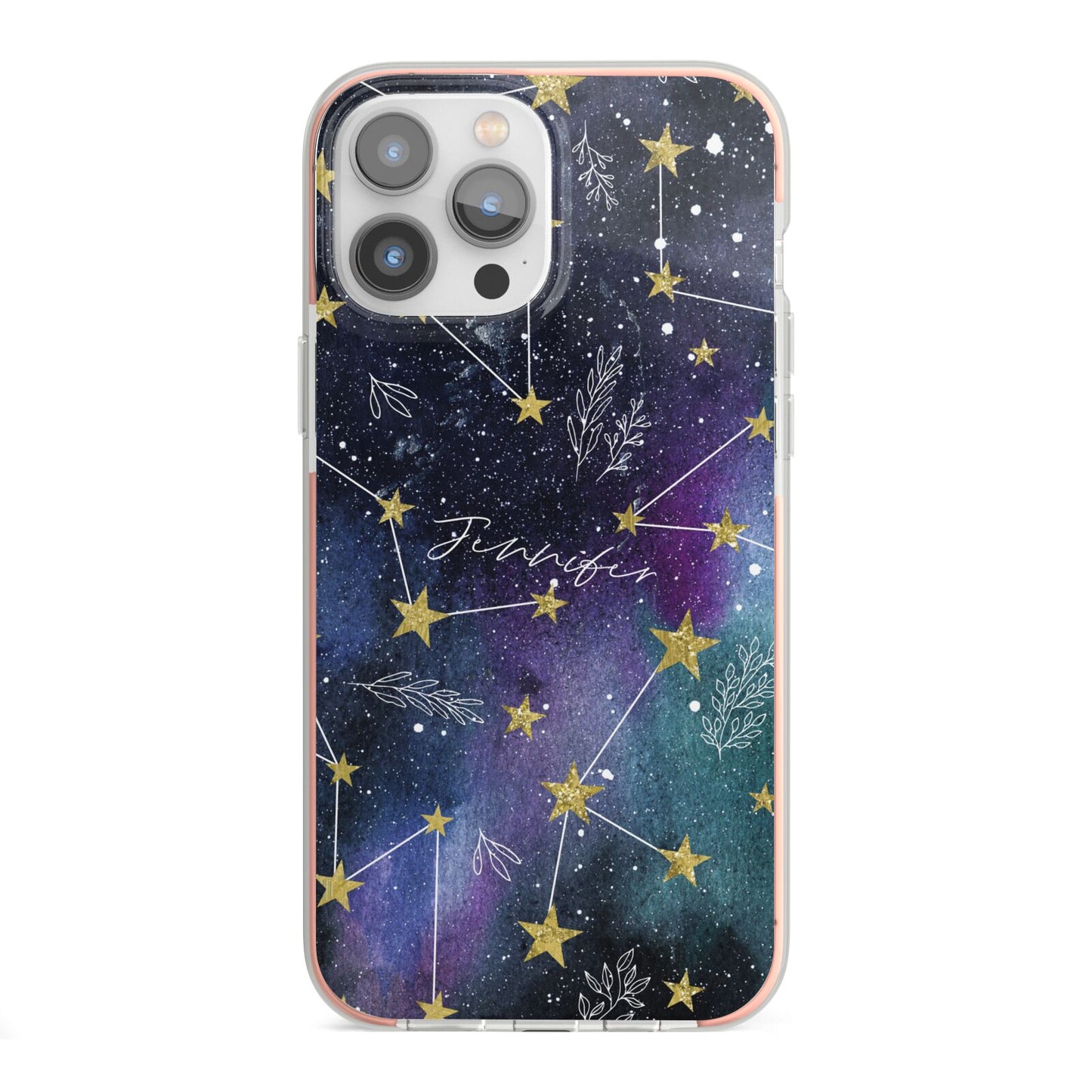 Personalised Constellation iPhone 13 Pro Max TPU Impact Case with Pink Edges