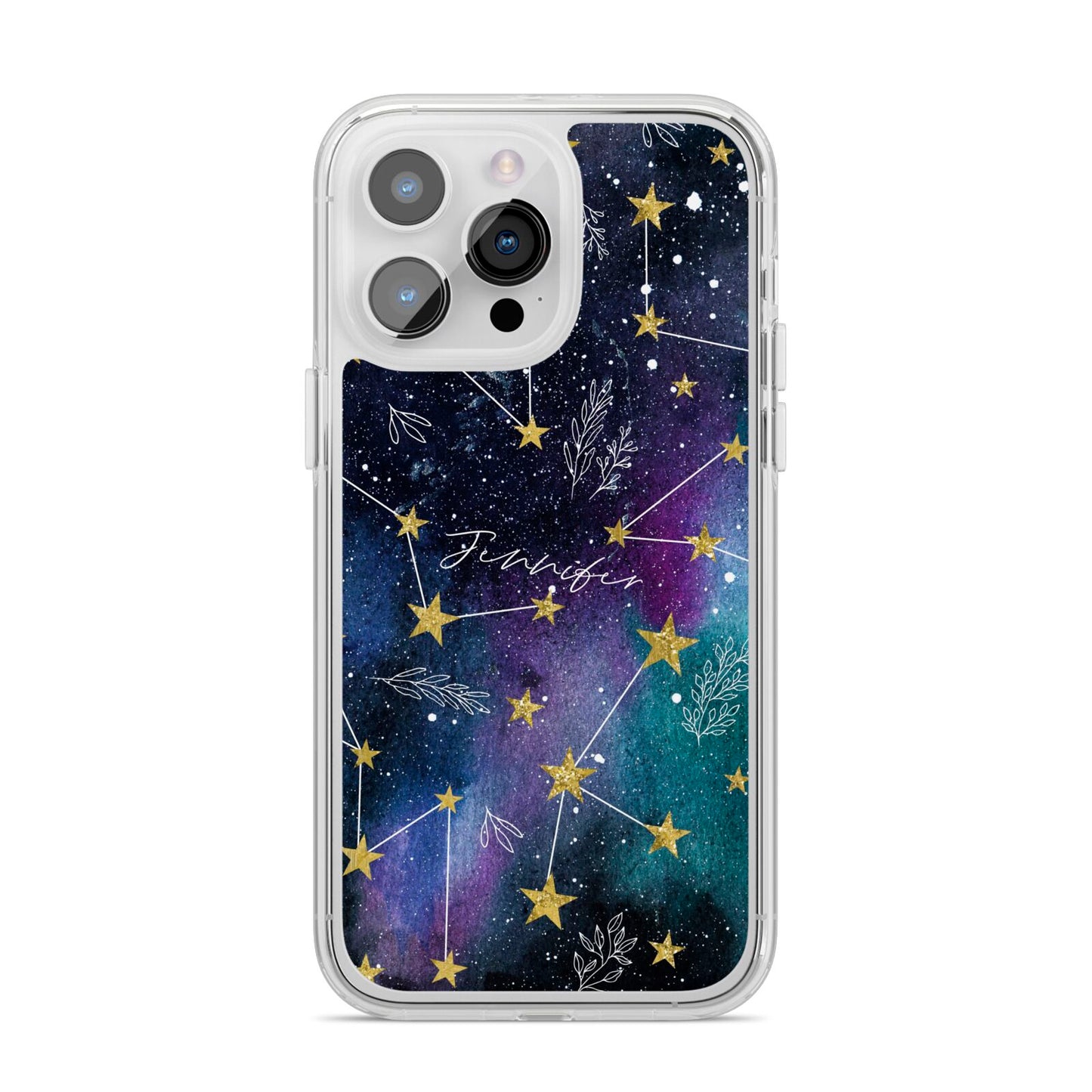 Personalised Constellation iPhone 14 Pro Max Clear Tough Case Silver