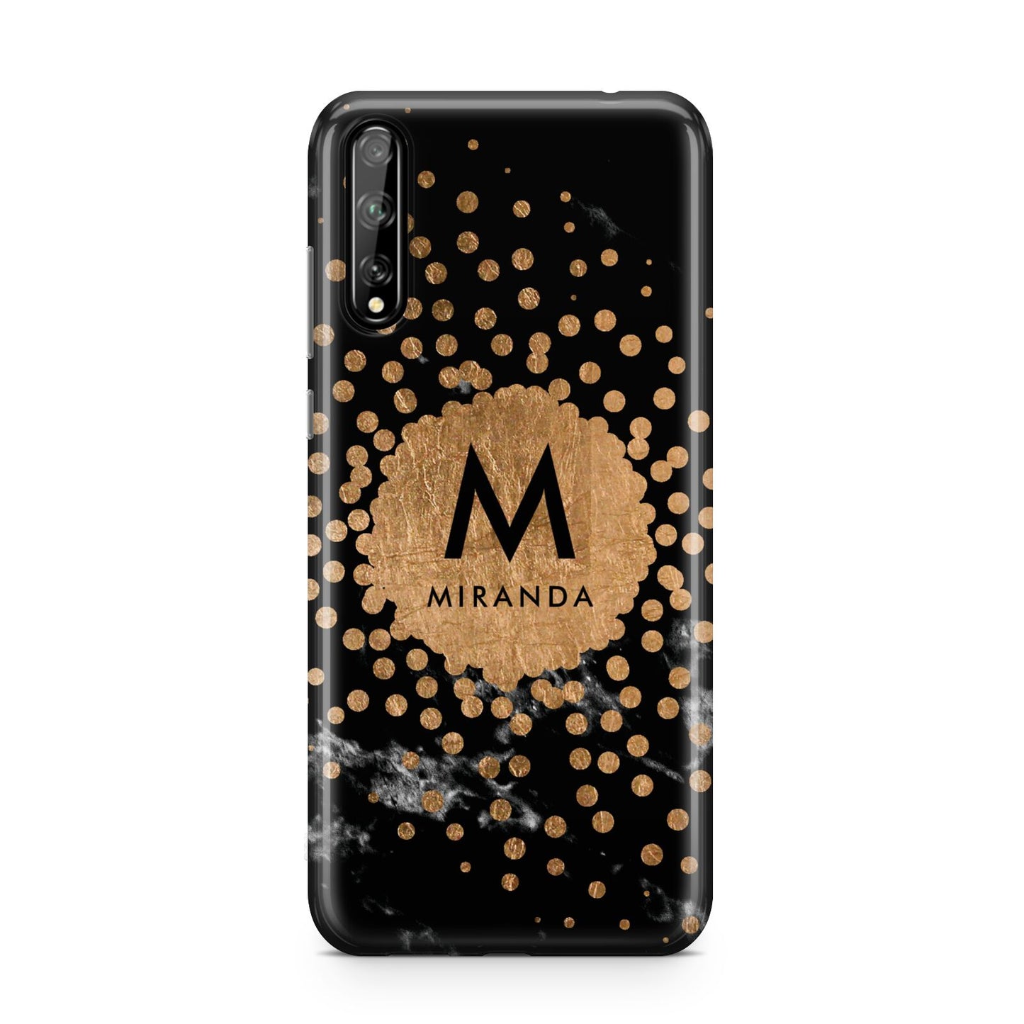 Personalised Copper Black Marble With Name Huawei Enjoy 10s Phone Case