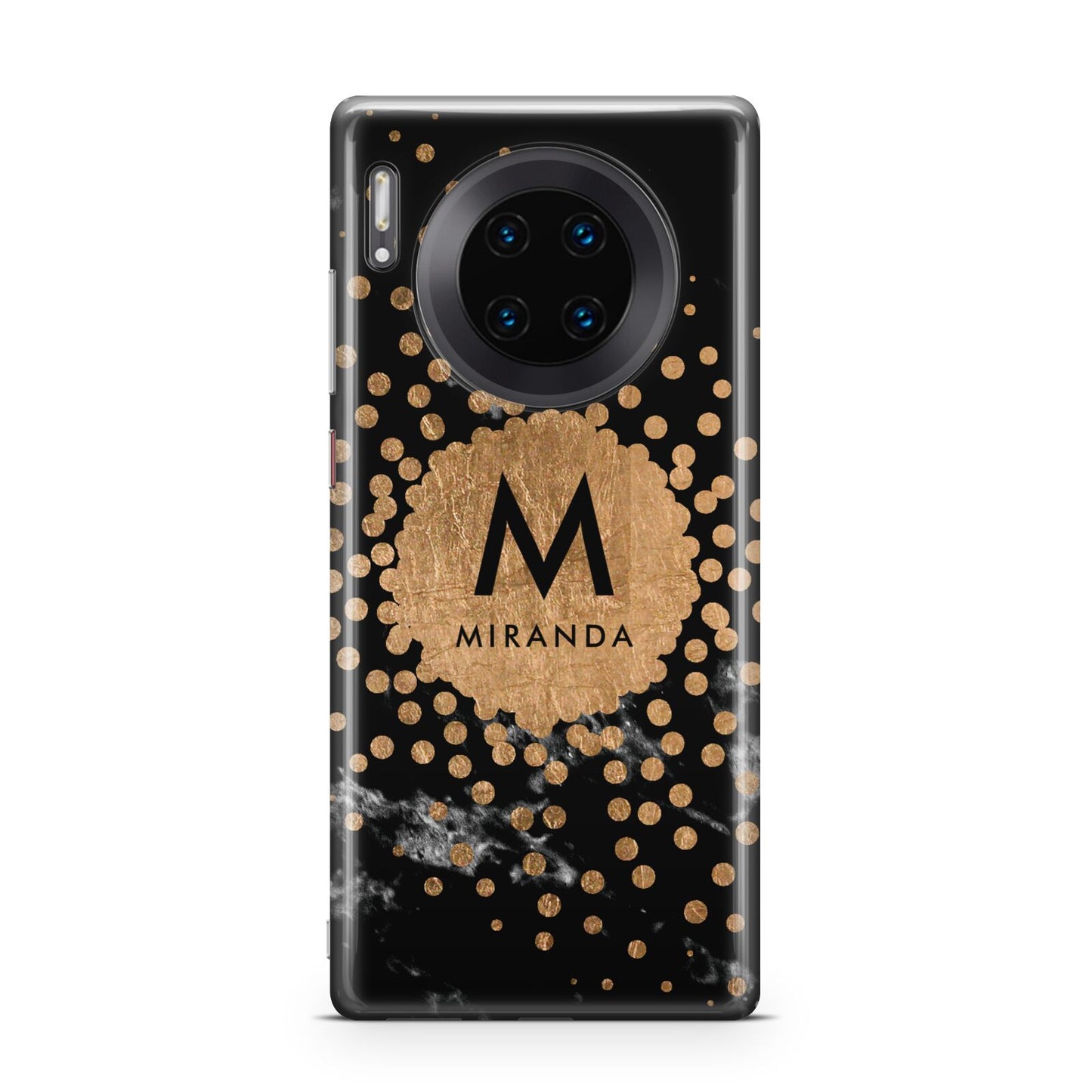 Personalised Copper Black Marble With Name Huawei Mate 30 Pro Phone Case