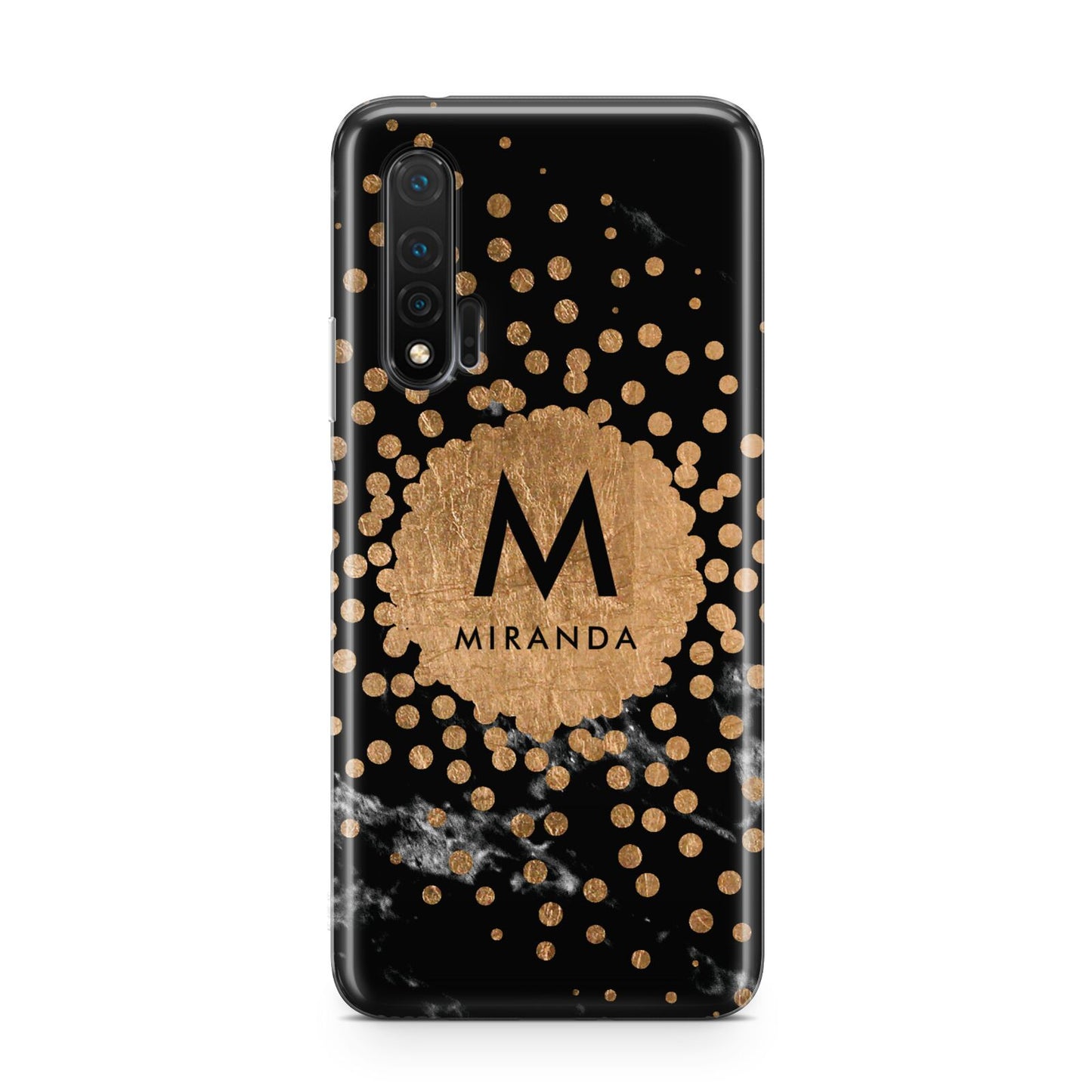 Personalised Copper Black Marble With Name Huawei Nova 6 Phone Case