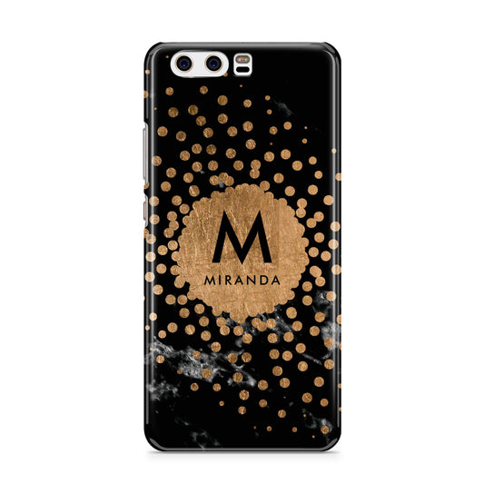 Personalised Copper Black Marble With Name Huawei P10 Phone Case