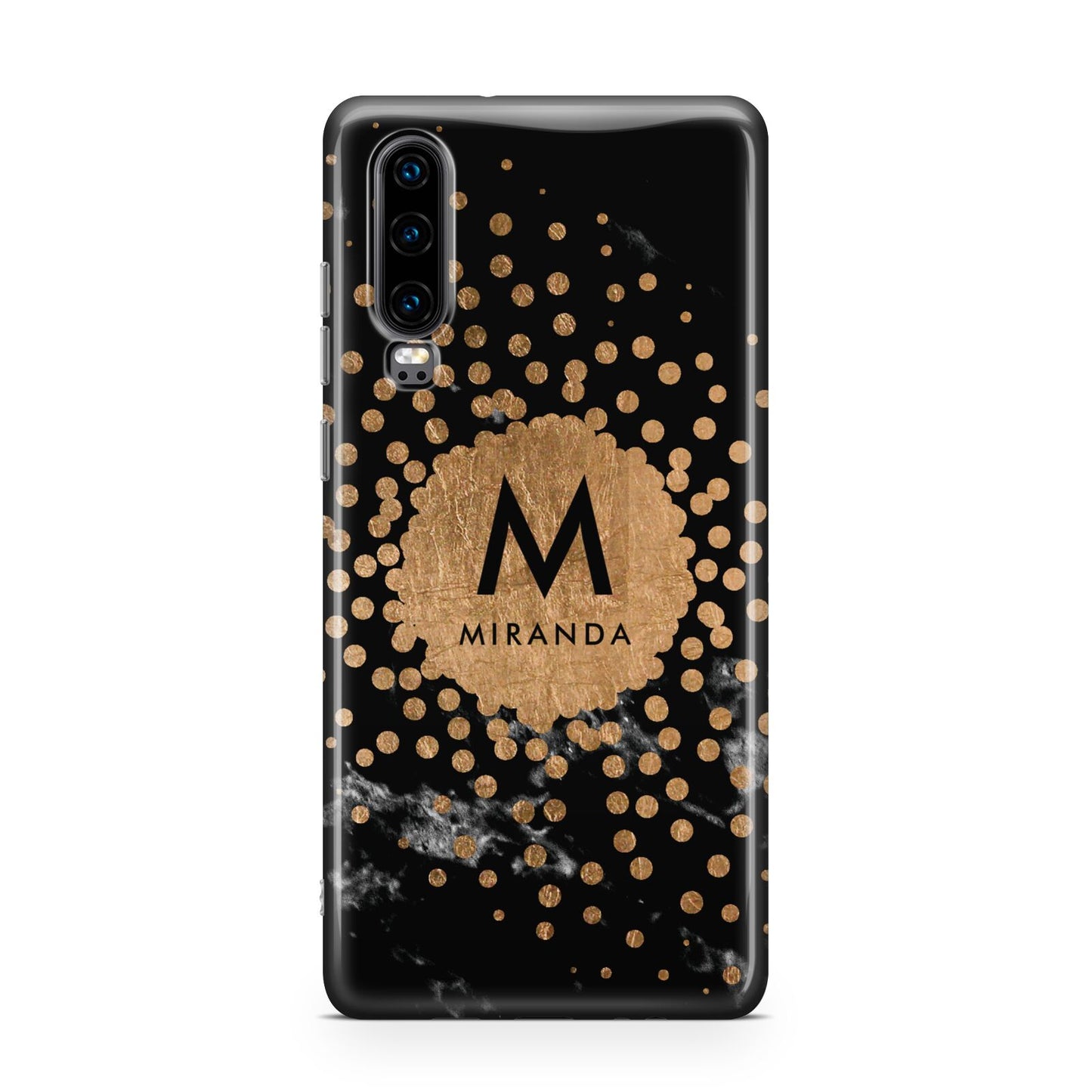 Personalised Copper Black Marble With Name Huawei P30 Phone Case