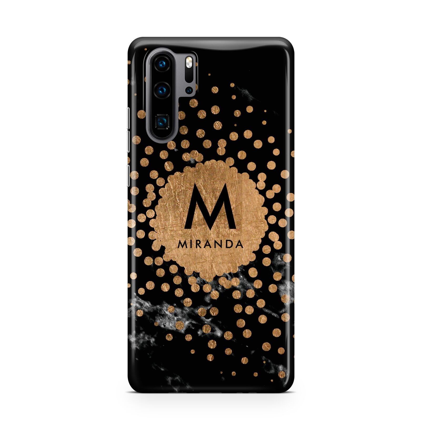 Personalised Copper Black Marble With Name Huawei P30 Pro Phone Case