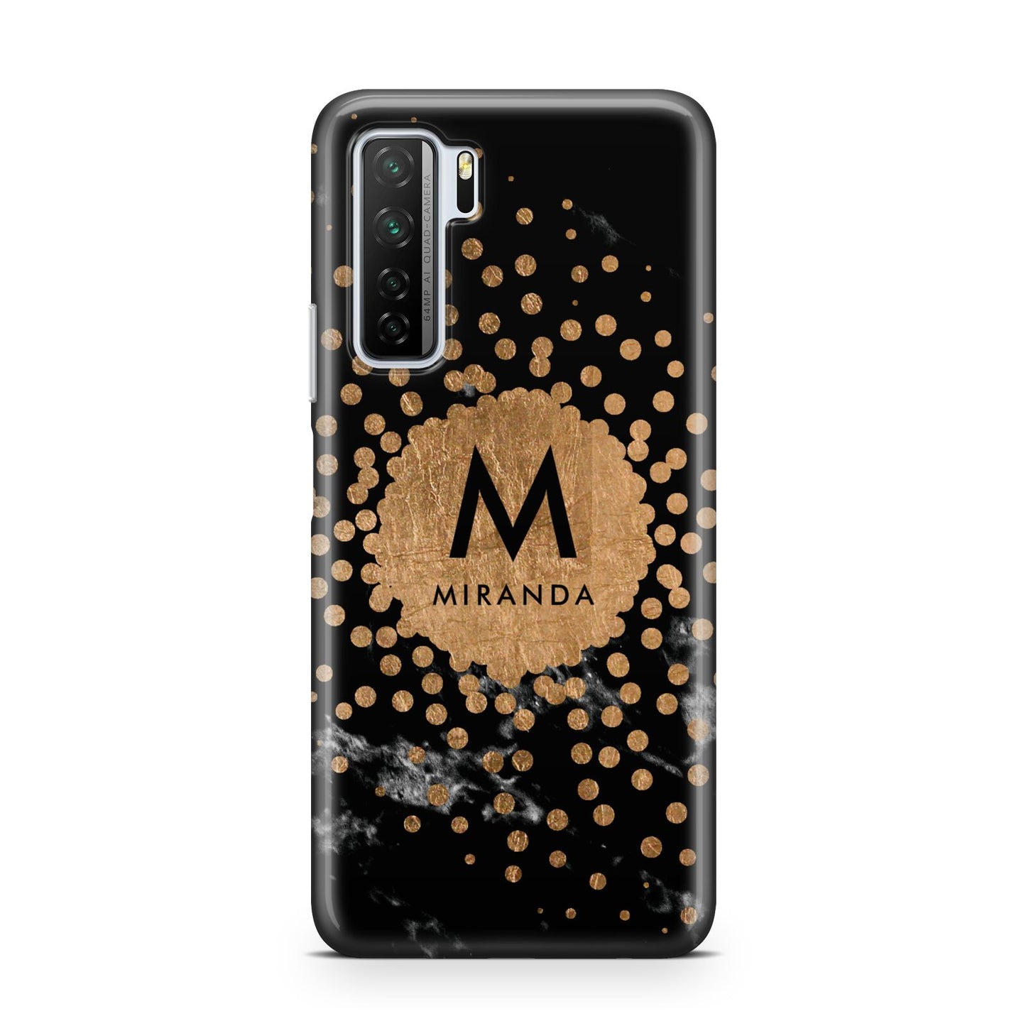 Personalised Copper Black Marble With Name Huawei P40 Lite 5G Phone Case