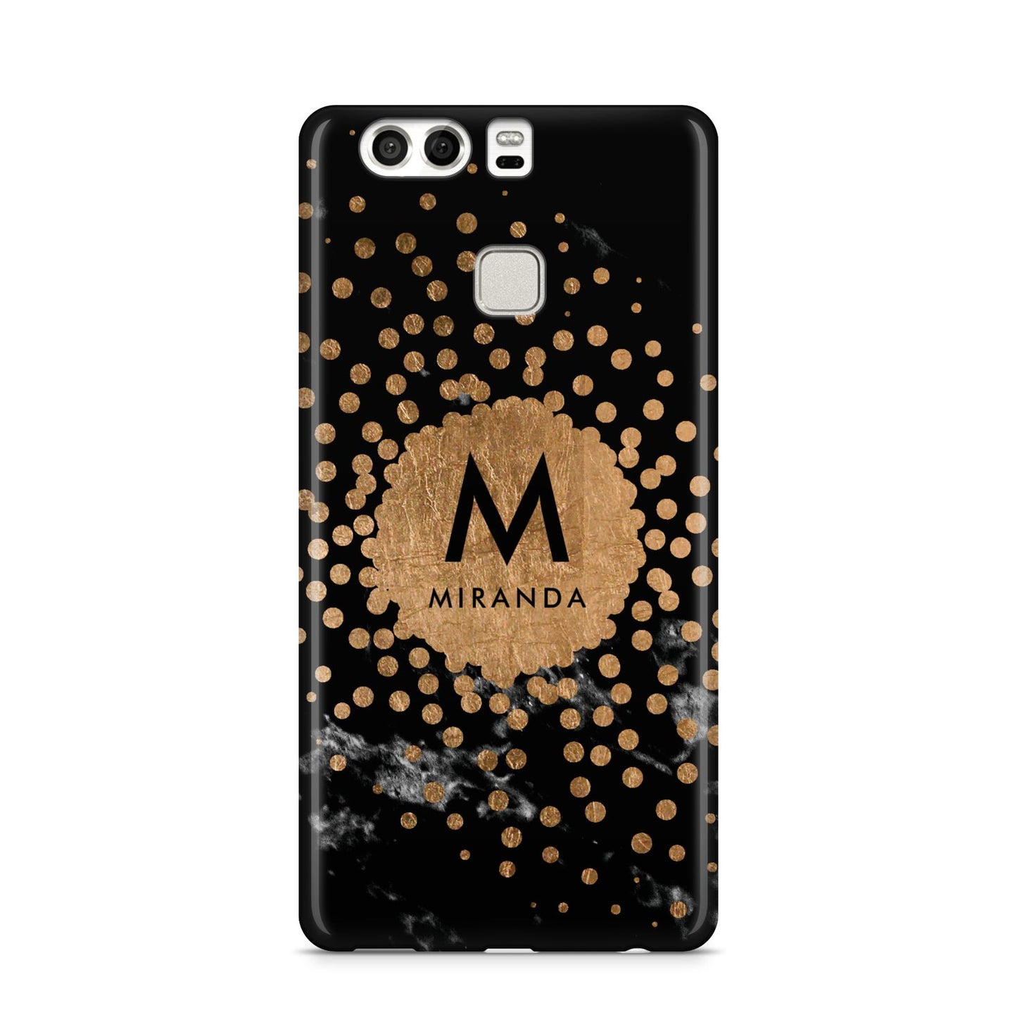 Personalised Copper Black Marble With Name Huawei P9 Case