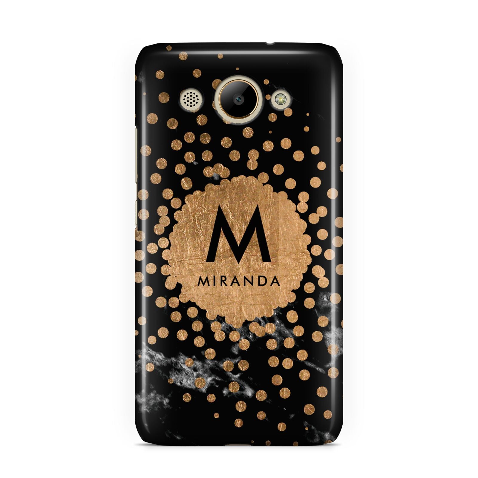 Personalised Copper Black Marble With Name Huawei Y3 2017