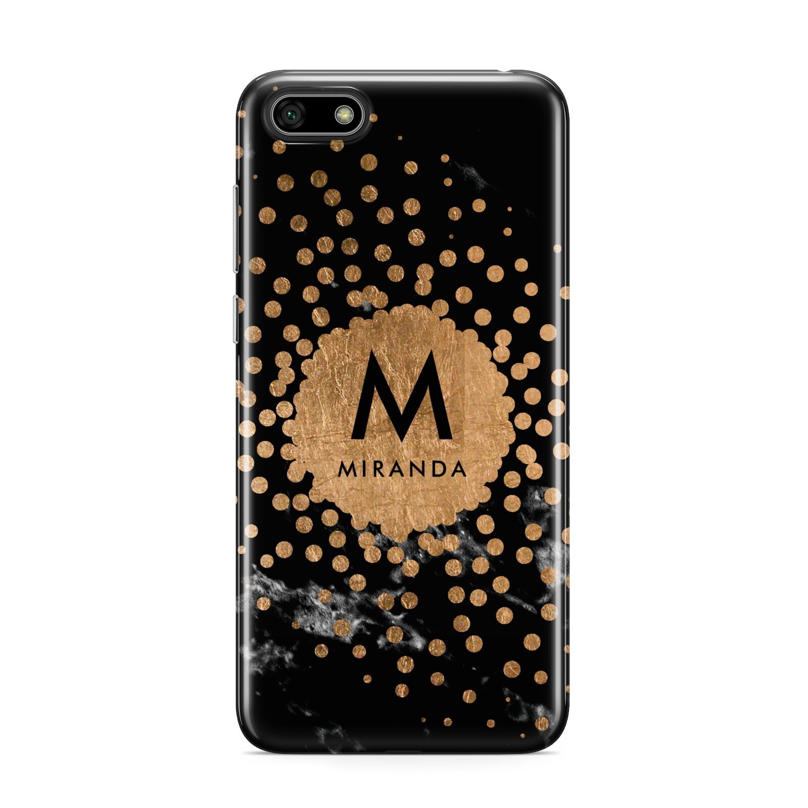 Personalised Copper Black Marble With Name Huawei Y5 Prime 2018 Phone Case