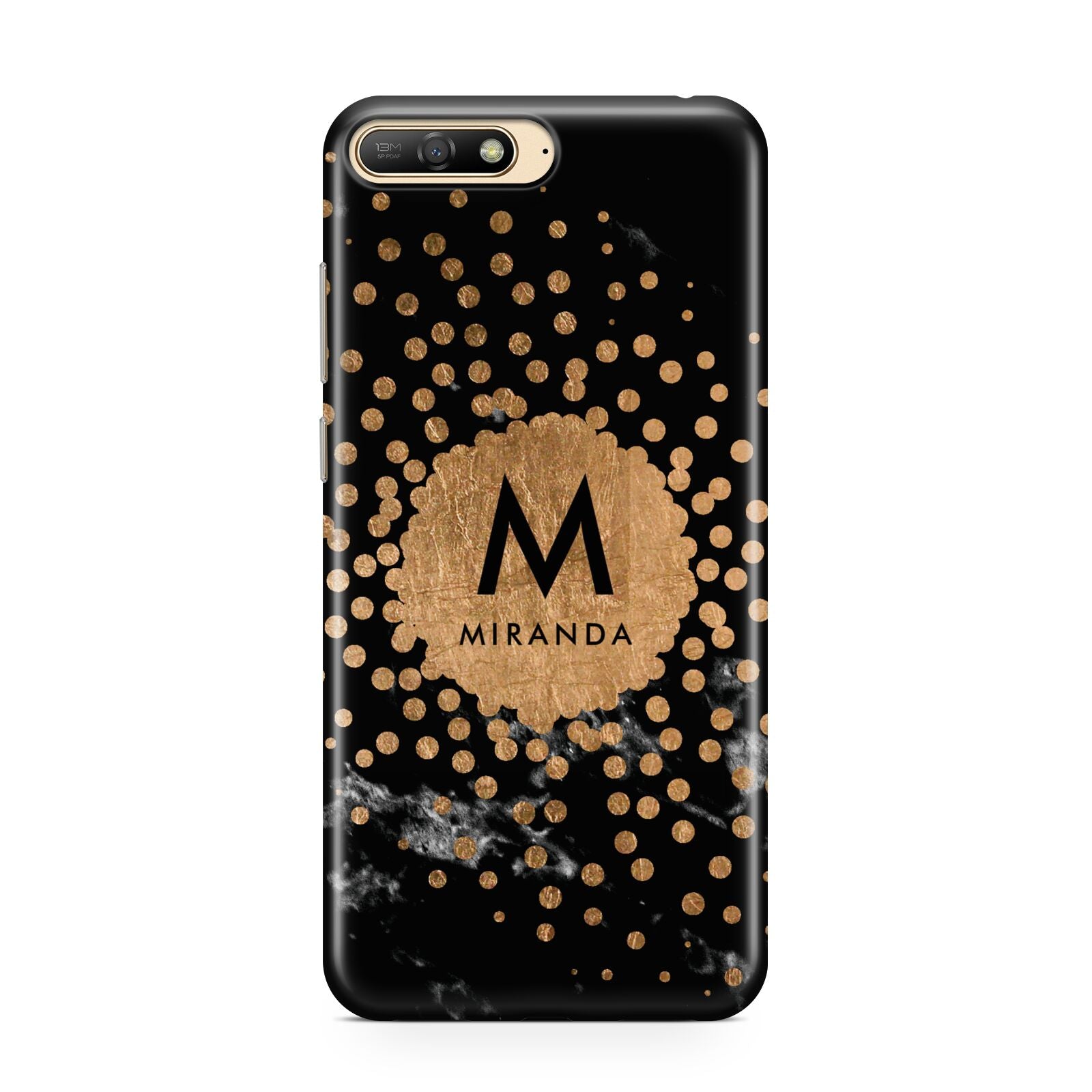 Personalised Copper Black Marble With Name Huawei Y6 2018