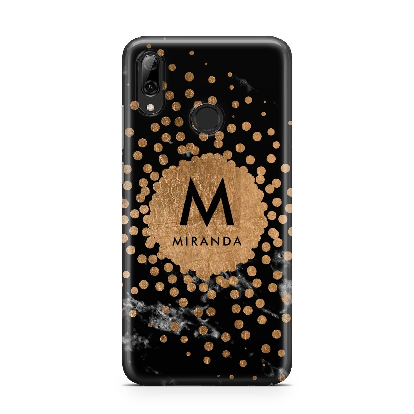 Personalised Copper Black Marble With Name Huawei Y7 2019