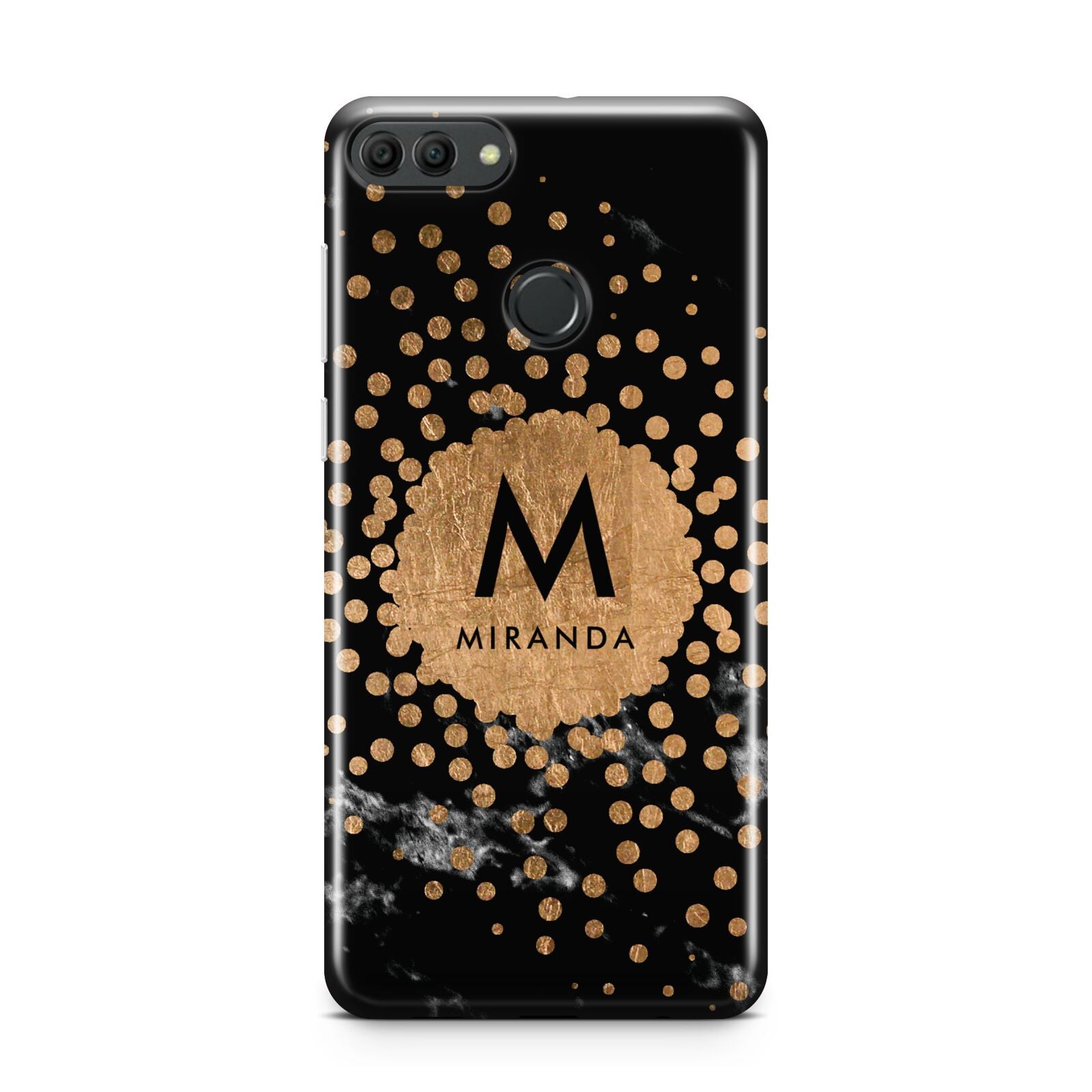 Personalised Copper Black Marble With Name Huawei Y9 2018