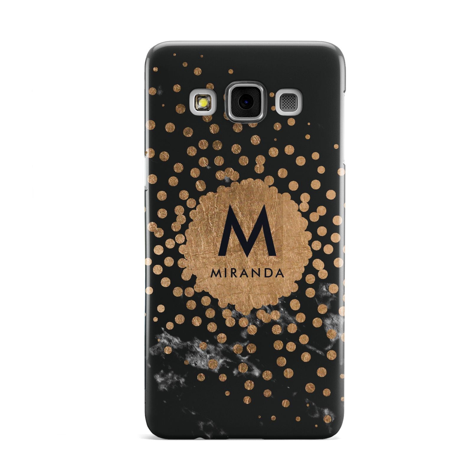 Personalised Copper Black Marble With Name Samsung Galaxy A3 Case