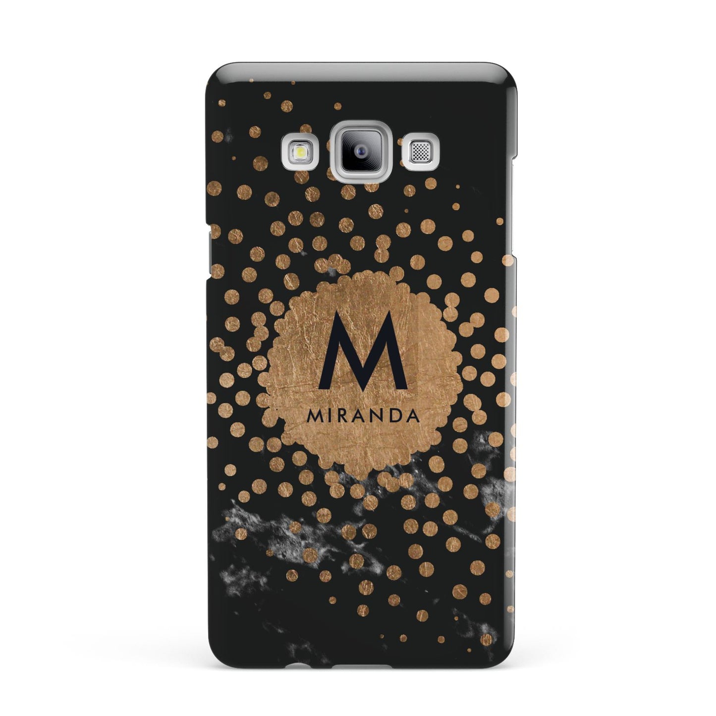 Personalised Copper Black Marble With Name Samsung Galaxy A7 2015 Case